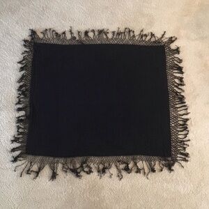 Fringed Scarf, Black, 26” x 31”